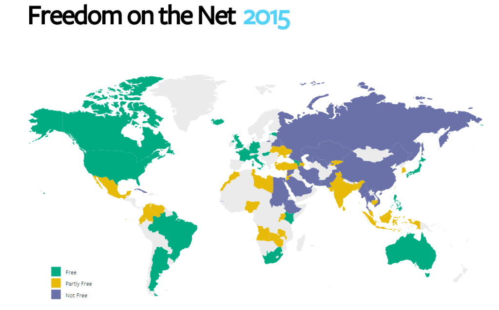 Clicca per accedere all'infografica interattiva di Freedom House 2015