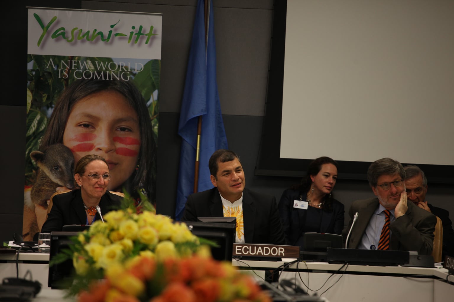 Il progetto Yasuní-ITT durante un incontro con le Nazioni Unite. Immagine ripresa da Flickr/Cancillería del Ecuador in licenza CC